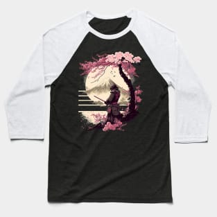Aesthetic Vintage Samurai Japanese Art Samurai Retro cherry T-Shirt Baseball T-Shirt